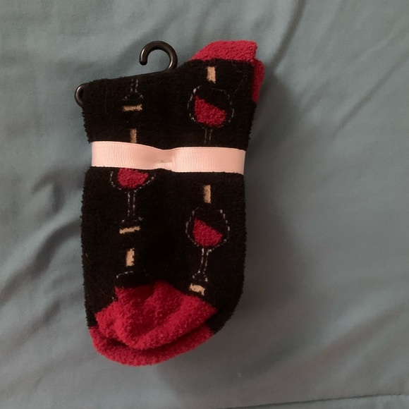 🍷Fuzzy black wine socks!🍷 - Picture 2 of 2